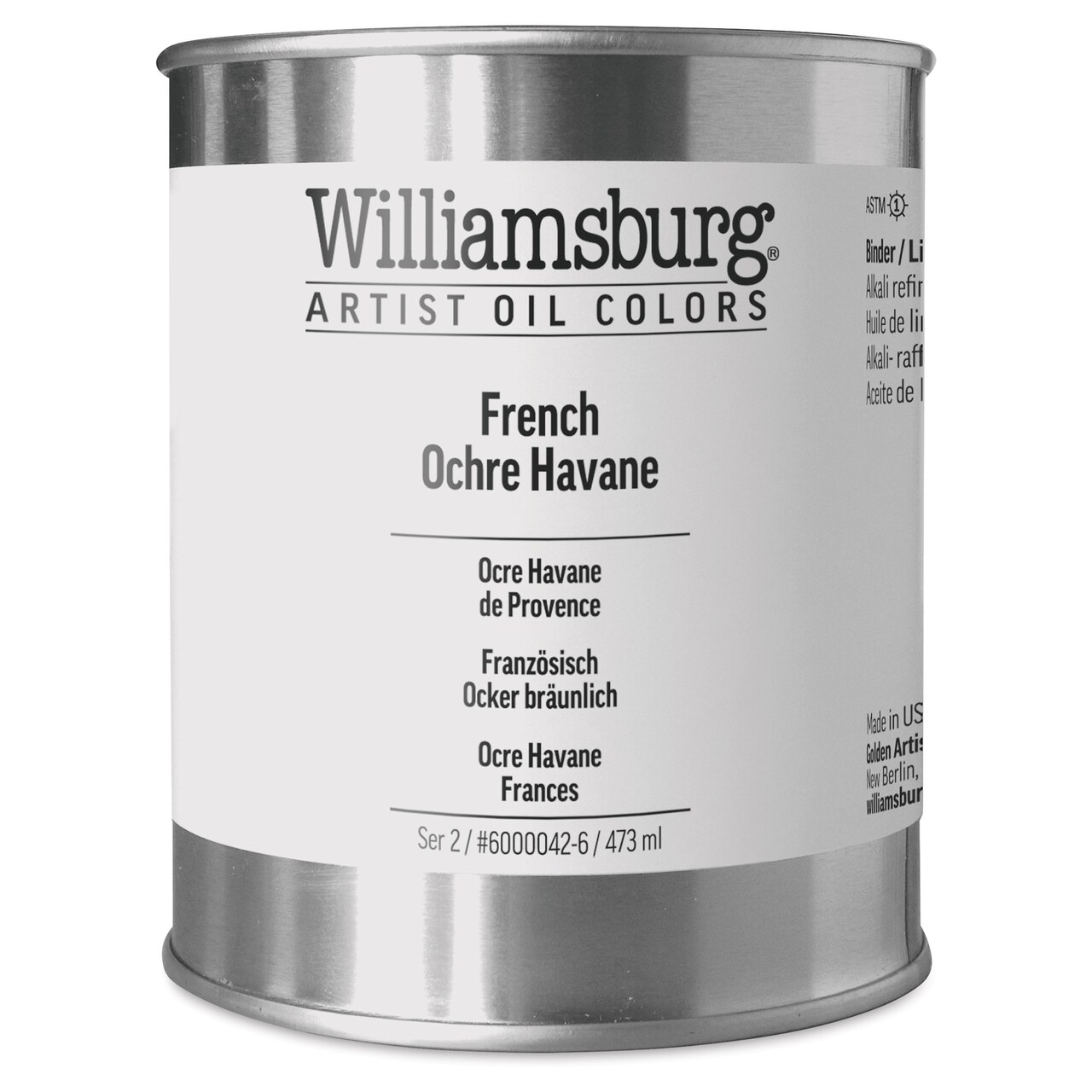 Williamsburg Handmade Oil Paint - French Ochre Havane, 16 oz can
